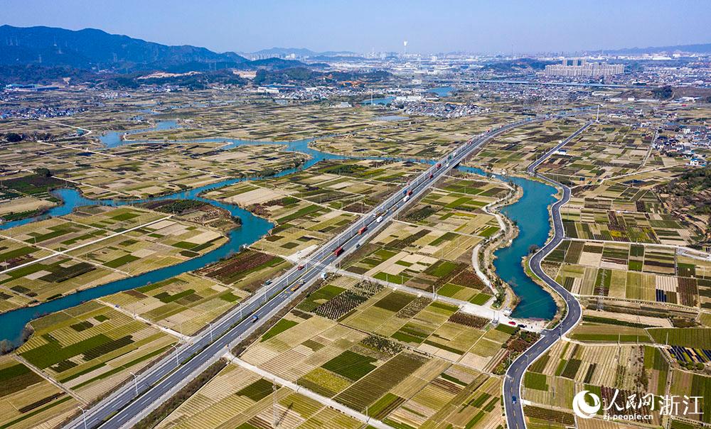 寧波市北侖區(qū)柴橋街道的萬(wàn)畝花田猶如打翻的調(diào)色盤(pán)。人民網(wǎng) 章勇濤攝