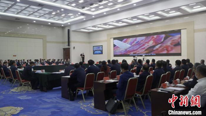 圖為部省共同打造青海綠色有機農(nóng)畜產(chǎn)品輸出地推進會議現(xiàn)場?！±罱瓕?攝