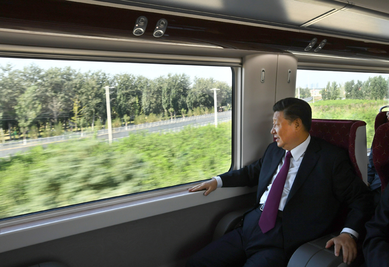 2019年9月25日，習(xí)近平總書(shū)記乘坐軌道列車(chē)前往北京大興國(guó)際機(jī)場(chǎng)。