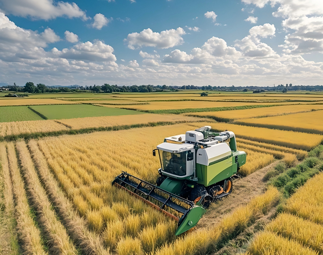 河南省信陽(yáng)市羅山縣水稻種植戶抓住有利天氣搶收水稻。黃錢錢攝