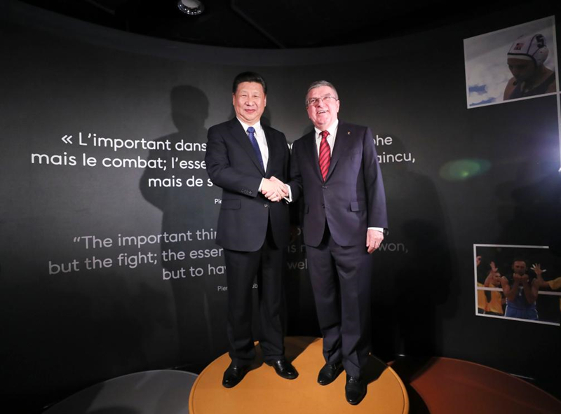 2017年1月18日，習近平主席在位于瑞士洛桑的國際奧林匹克博物館會見時任國際奧林匹克委員會主席巴赫。