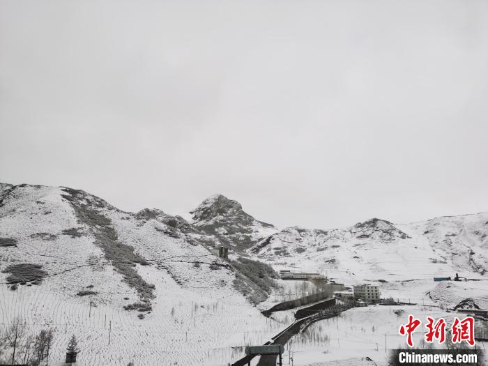 圖為青海省東南部的青沙山區(qū)域銀裝素裹。　張?zhí)砀?攝