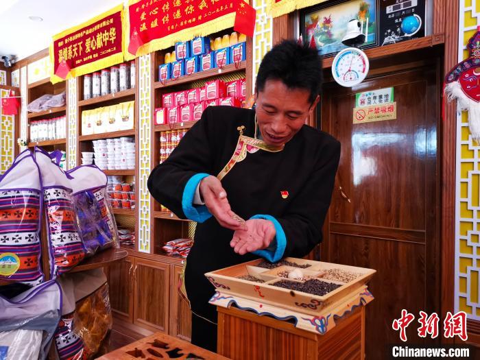 圖為洛桑旦增介紹青稞的功效?！垈?攝