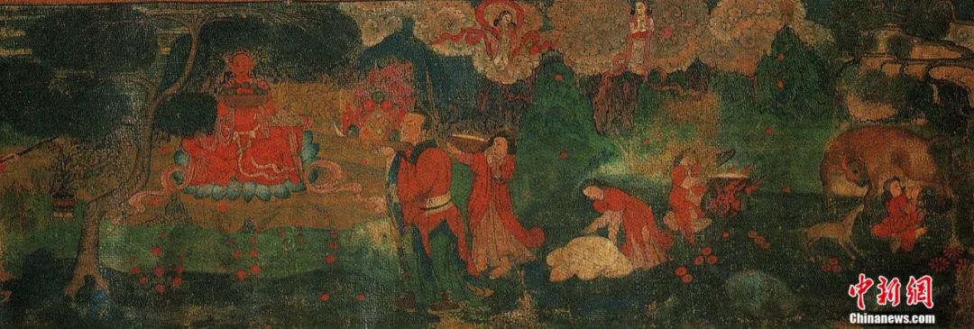 14世紀(jì)唐卡卷軸畫(huà)《女神》局部。<a target='_blank' href='/'><p  align=