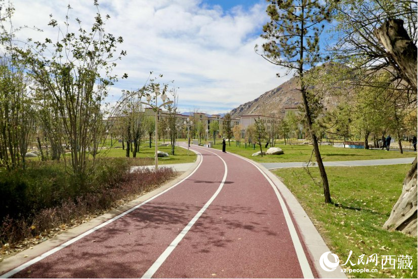 圖為青年林卡公園新設的跑道。人民網記者 次仁羅布攝