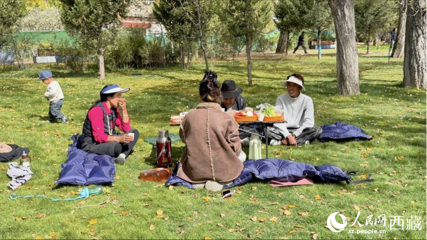 圖為市民在公園內聚會。人民網記者 次仁羅布攝